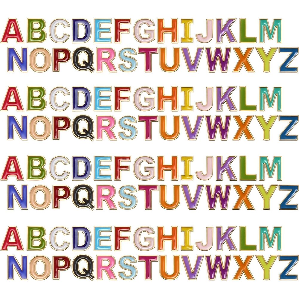 5443 104 Pieces Alloy Enamel Alphabet Charms Colorful Letter Shape Beads